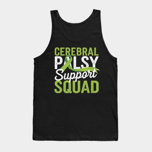 Kids Cerebral Palsy CP Awareness Support Squad Green Ribbon Tank Top